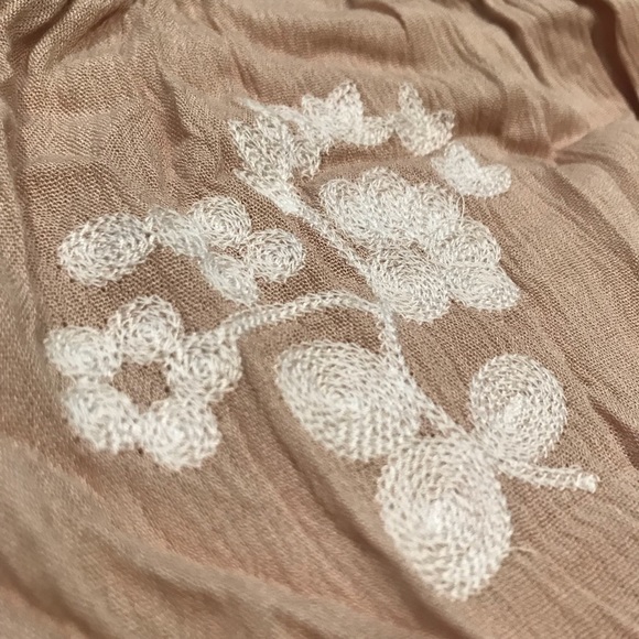 Off the Shoulder Taupe Embroidered Romper - Picture 6 of 8